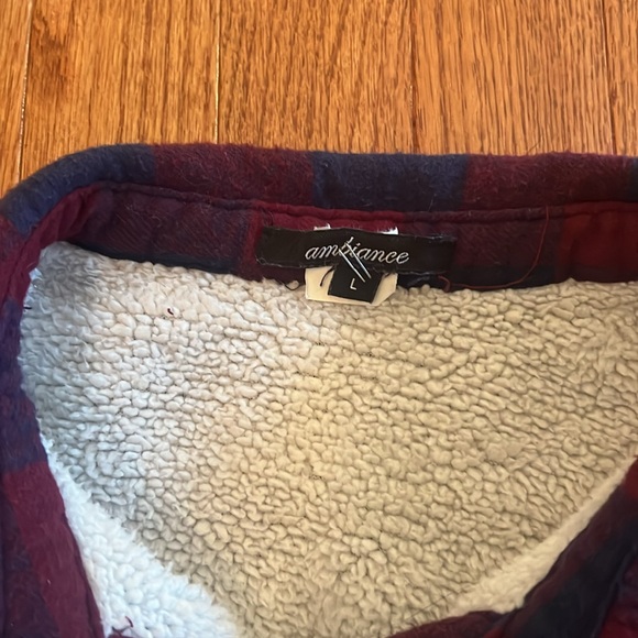 Ambiance Red & Blue Sherpa Lined Flannel Women’s Size Large - Picture 2 of 8